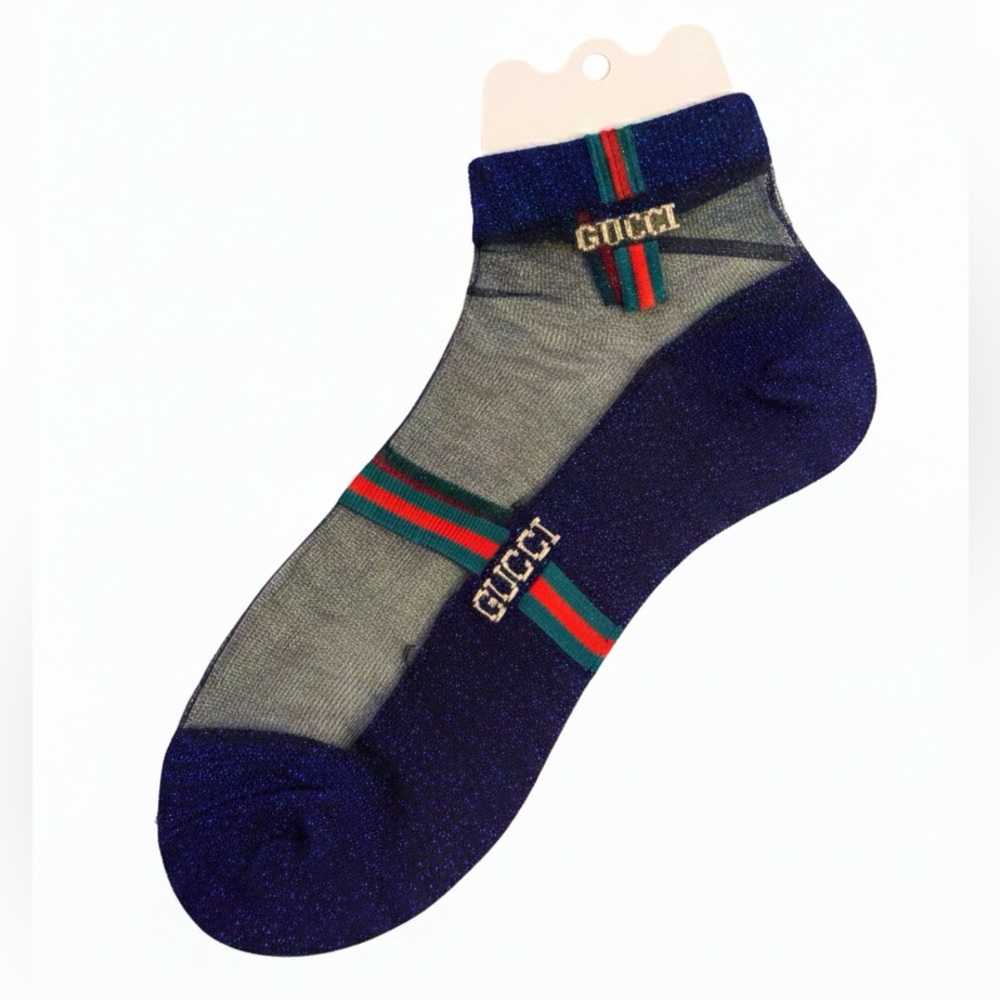 Fashion Women’s Blue Shimmer Transparent Socks